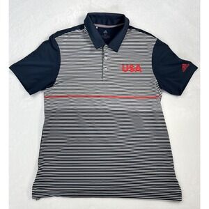 Adidas Men's‎ Medium USA Striped Golf Polo Shirt - Red White Blue